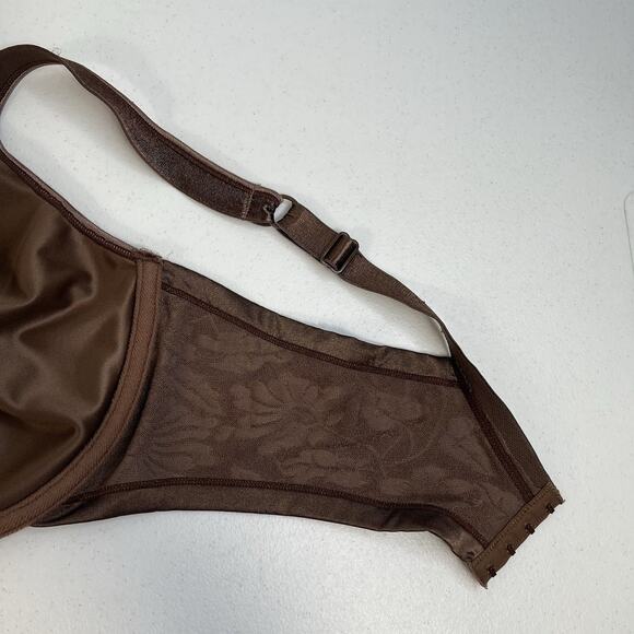 Playtex 44DD Bra Secrets Seamless Shaping Underwire Brown Floral Jacquard 4419 - Picture 10 of 13